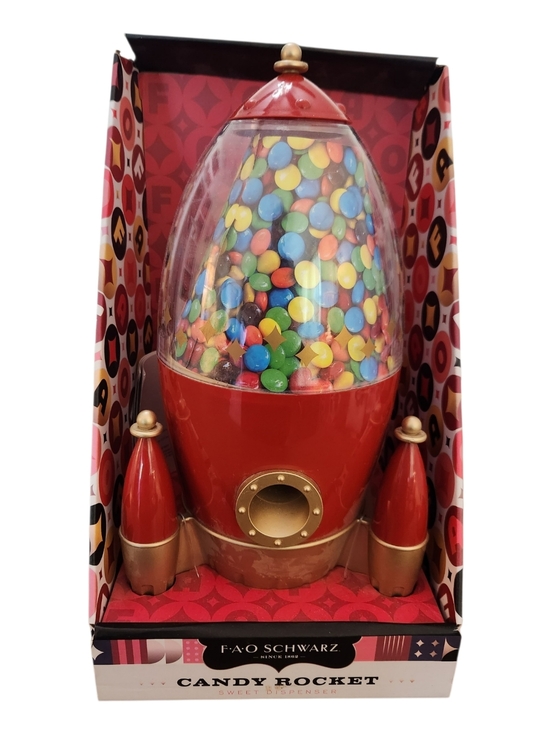 FAO Schwarz Other - FAO Schwarz Red and Gold Rocket Candy Dispenser NIB (See Pictures)